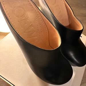 Loewe Black Leather Mules